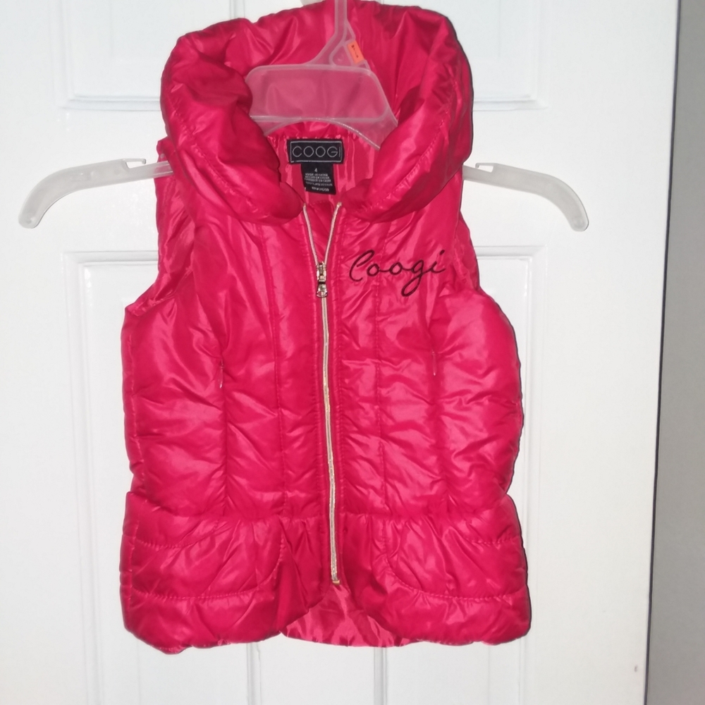 Coogi Children's Girl's Red Puffer Vest Sz 4 Zip up EUC